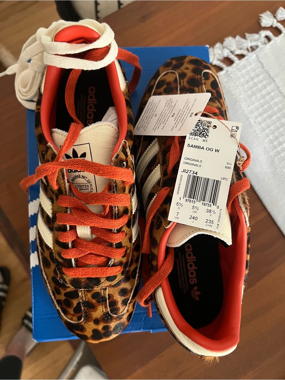 adidas Women’s Samba OG Cheetah Print Sneakers - Red/White/Brown - Picture 9 of 10